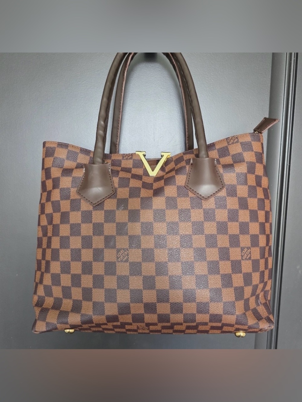 Close out sale Source Unknown Brown Checkered Monagram Tote.